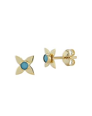 Moon & Meadow 14k Yellow Gold Turquoise Flower Earrings - 100% Exclusive