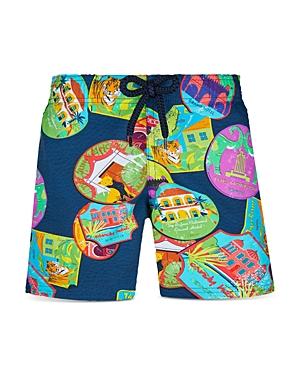 Vilebrequin Boys' Jirise Travel Print Swim Trunks - Little Kid, Big Kid