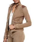 Lauren Ralph Lauren Leather Patch Denim Moto Jacket