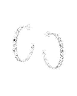 Suzanne Kalan 18k White Gold Fireworks Diamond Round-cut & Baguette Medium Hoop Earrings