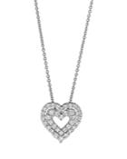 Bloomingdale's Diamond Cluster Heart Pendant Necklace In 14k White Gold, 17-18, 0.50 Ct. T.w. - 100% Exclusive