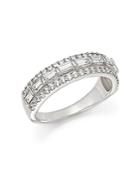 Baguette And Round Diamond Ring In 14k White Gold, 1.25 Ct. T.w.