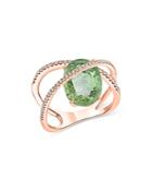 Bloomingdale's Prasiolite And Diamond Crisscross Ring In 14k Rose Gold - 100% Exclusive
