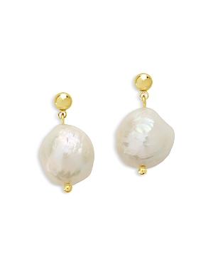 Sterling Forever Large Baroque Pearl Drop Studs
