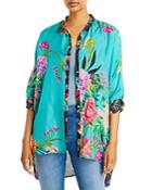 Johnny Was Panya Karis Mixed Print Silk Shirt