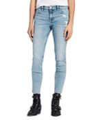 Allsaints Lola Distressed Cropped Skinny Jeans In Light Indigo Blue
