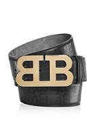 Bally Mirror B Buckle Stamped Belt