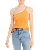 Fore Ribbed One-shoulder Tank