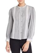 La Vie Rebecca Taylor Lace-trim Striped Cotton Shirt