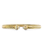 David Yurman 18k Yellow Gold Cablespira Diamond Cap Cuff Bangle Bracelet