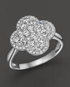 Diamond Cluster Clover Ring In 14k White Gold, 1.0 Ct. T.w.