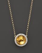 Bloomingdale's Citrine And Diamond Round Pendant Necklace In 14k Yellow Gold, 16.5 - 100% Exclusive