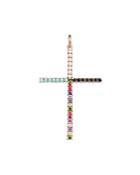 Tous 18k Rose Gold-plated Sterling Silver Rainbow Gemstone Cross Pendant