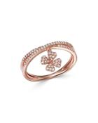 Bloomingdale's Diamond Clover Charm Ring In 14k Rose Gold, 0.20 Ct. T.w. - 100% Exclusive