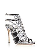 Sergio Rossi Puzzle Metallic Glitter Caged High Heel Sandals