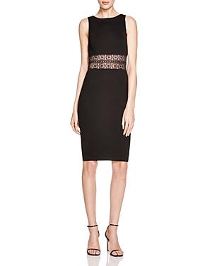 Aqua Crochet Paneled Body Con Dress