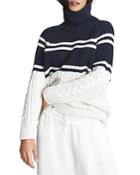 Reiss Scarlett Cable Knit Striped Sweater