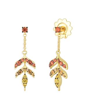 Roberto Coin 18k Yellow Gold Disney Frozen Multicolor Sapphire Leaf Drop Earrings