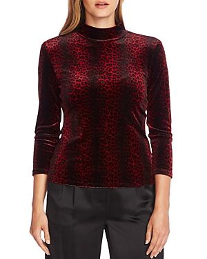 Vince Camuto Moonlit Animal Velvet Mock Neck Top