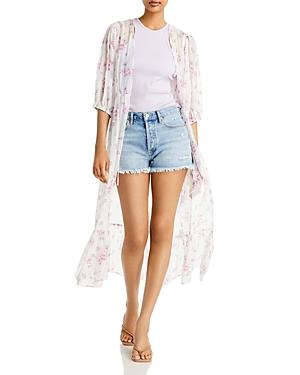 Vince Camuto Peaceful Bouquets Tie Waist Duster Top