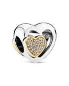 Pandora Charm - 14k Gold, Sterling Silver & Cubic Zirconia Joined Together, Moments Collection