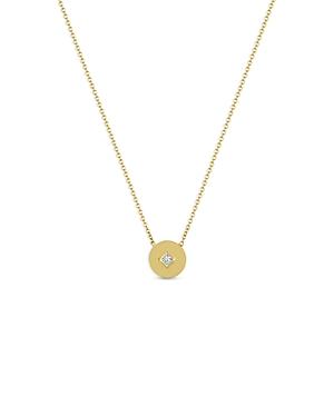 Zoe Chicco 14k Yellow Gold Paris Diamond Disc Pendant Necklace, 14-16