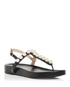 Stuart Weitzman Women's Goldie Pearl Demi Wedge Thong Sandals