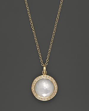 Ippolita 18k Yellow Gold Mini Lollipop Pendant Necklace In Mother-of-pearl With Diamonds