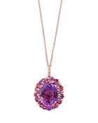 Amethyst, Pink Tourmaline And Diamond Pendant Necklace In 14k Rose Gold, 18 - 100% Exclusive