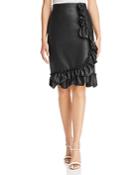 Rebecca Taylor Ruffled Faux-leather Skirt