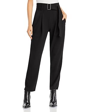 T Tahari Crepe Pull On Front Pleated Self Belted Pants