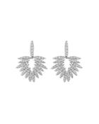 Hueb 18k White Gold Tribal Diamond Drop Earrings