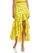 Alice And Olivia Cristina Floral Print Asymmetric Tiered Maxi Skirt