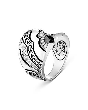 John Hardy Sterling Silver Lahar White & Gray Diamond Ring