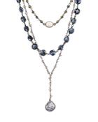 Ela Rae Yaeli Layered Lariat Necklace In Rhodium-plated Sterling Silver, 14-18