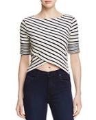 Three Dots Crossover Front Stripe Top
