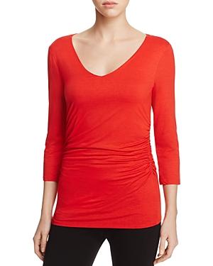 Three Dots V-neck Ruched Top