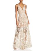 Dress The Population Sidney Floral Illusion Gown