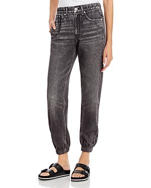 Rag & Bone Miramar Cotton Denim High Rise Ankle Jogger Pants In Black Magic