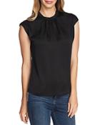 Vince Camuto Satin Shirred-neck Top