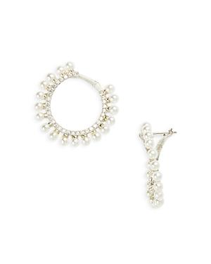 Shashi Imitation Glass Pearl Spiral Hoop Earrings
