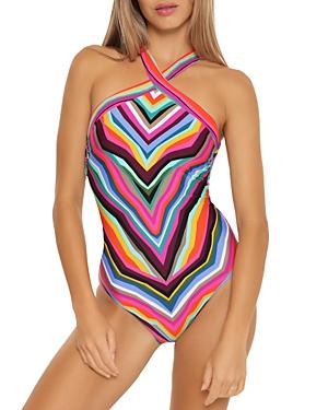 Trina Turk Louvre Printed Lace Up Swimsuit