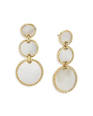 David Yurman 18k Yellow Gold Dy Elements Triple Drop Earrings With Mother-of-pearl