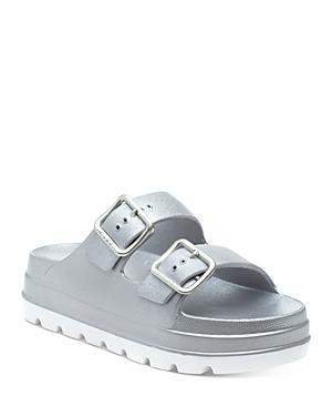 J/slides Women's Simply Double Buckle Platform Slide Sandals