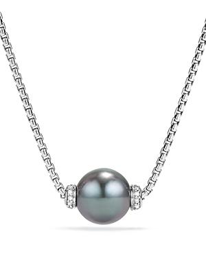David Yurman Solari Pendant Necklace With Diamonds & Cultured Tahitian Gray Pearl