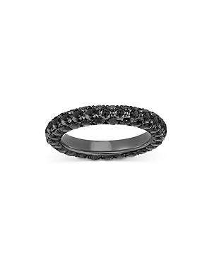 Graziela Gems Dark Rhodium & 18k White Gold Black Diamond Three Sided Band