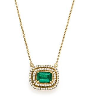 Bloomingdale's Emerald & Diamond Halo Pendant Necklace In 14k Yellow Gold, 18 - 100% Exclusive