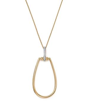 Roberto Coin 18k White & Yellow Gold Classic Parisienne Diamond Oval Pendant Necklace, 17