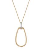 Roberto Coin 18k White & Yellow Gold Classic Parisienne Diamond Oval Pendant Necklace, 17