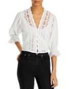 Free People Louella Embroidered Puff Sleeve Blouse